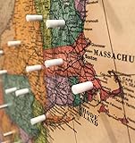 Map Magnets - 40 Magnetic Push Pins in White - Tiny