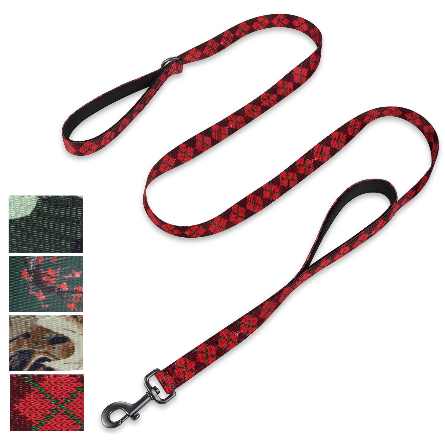 Hyhug Pets 6ft and 18 Inches Double Handles Leash, for Medium to Giant Dogs Daily Use Walking and Professional Training. (Large, Red Sweater)