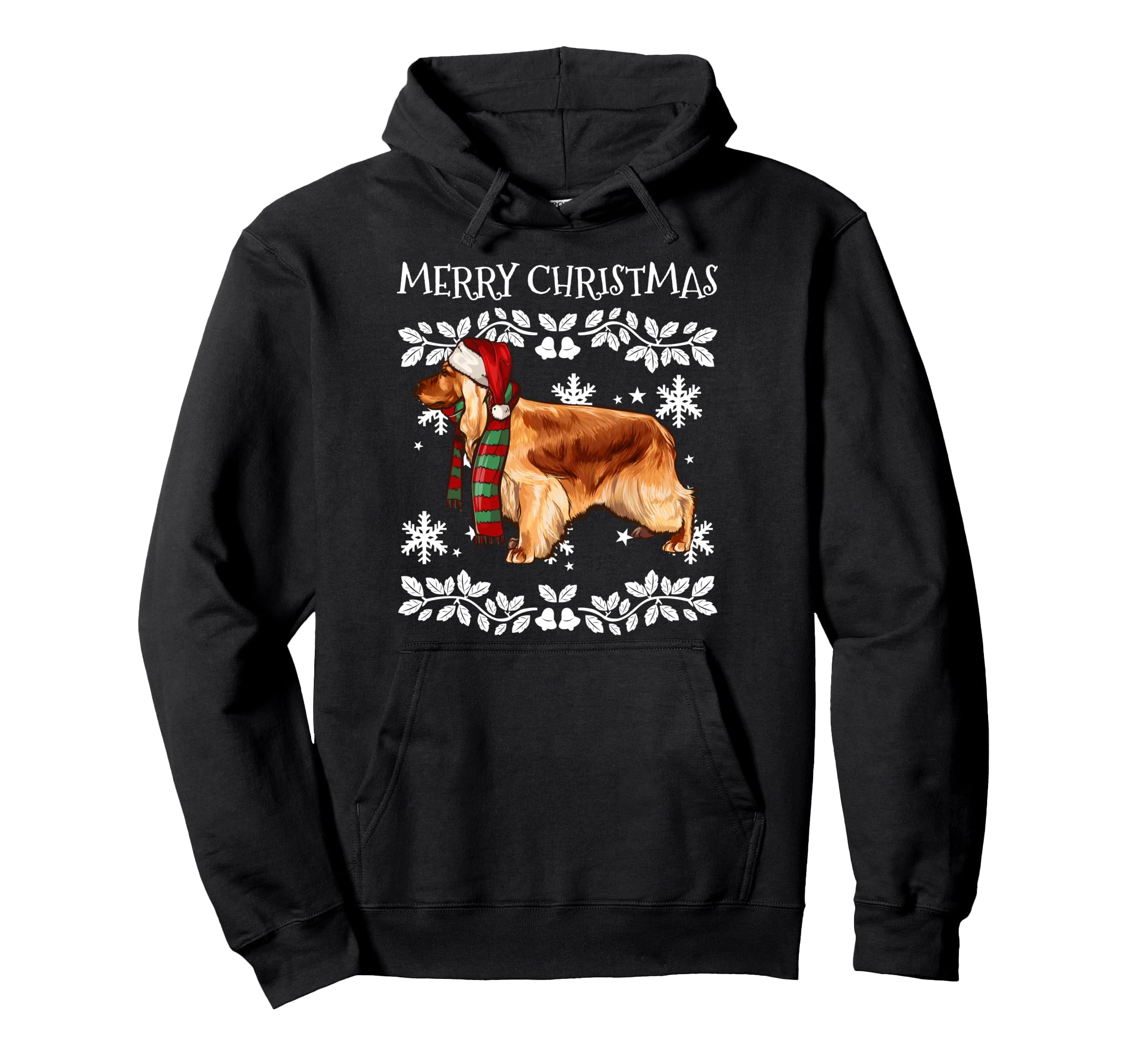 Merry Christmas Ornament English Cocker Spaniel Xmas Santa Pullover Hoodie