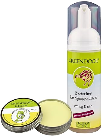 Greendoor Anti-Pickel-Set Basic - Anti Pickel Balsam plus basischer Reinigungsschaum, reduziert Pickel, beugt Neubildung vor,