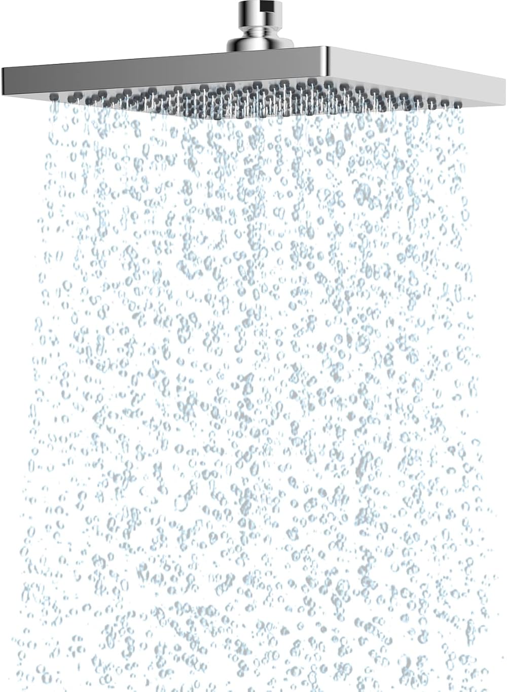 Hibbent 8 Inch Rain Shower Head Stainless Steel Chrome Square Swivel