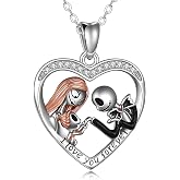 Aoyosic Nightmare Necklace Gifts Sterling Silver Jack Infinity Heart Family Pendant I Love You Forever Skull Jewelry Birthday Gifts for Women Wife Daughter Girlfriend Gothic Jewelry Christmas Gifts
