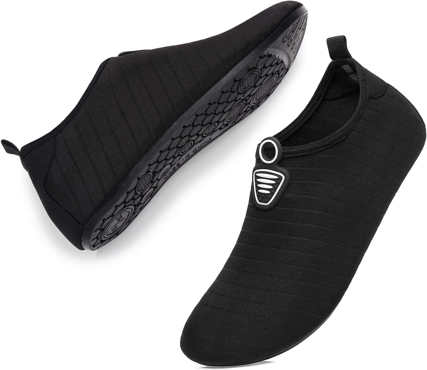 METOGUnisex Water Shoes Quick-Drying Beach Aqua Shoes for Women Men Black Stripe 6-7 W/ 5-6 M US