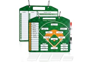 Pektiftn Magnetic Baseball Lineup Board for Coach, Dry Erase Coaching Dugout Clipboard, Double-Sided Coaches Whiteboard, 13.9x12 inch Baseball Marker Boards Accessories