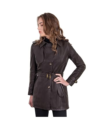 Darienzo Mara Colore Testa Di Moro Trench In Pelle