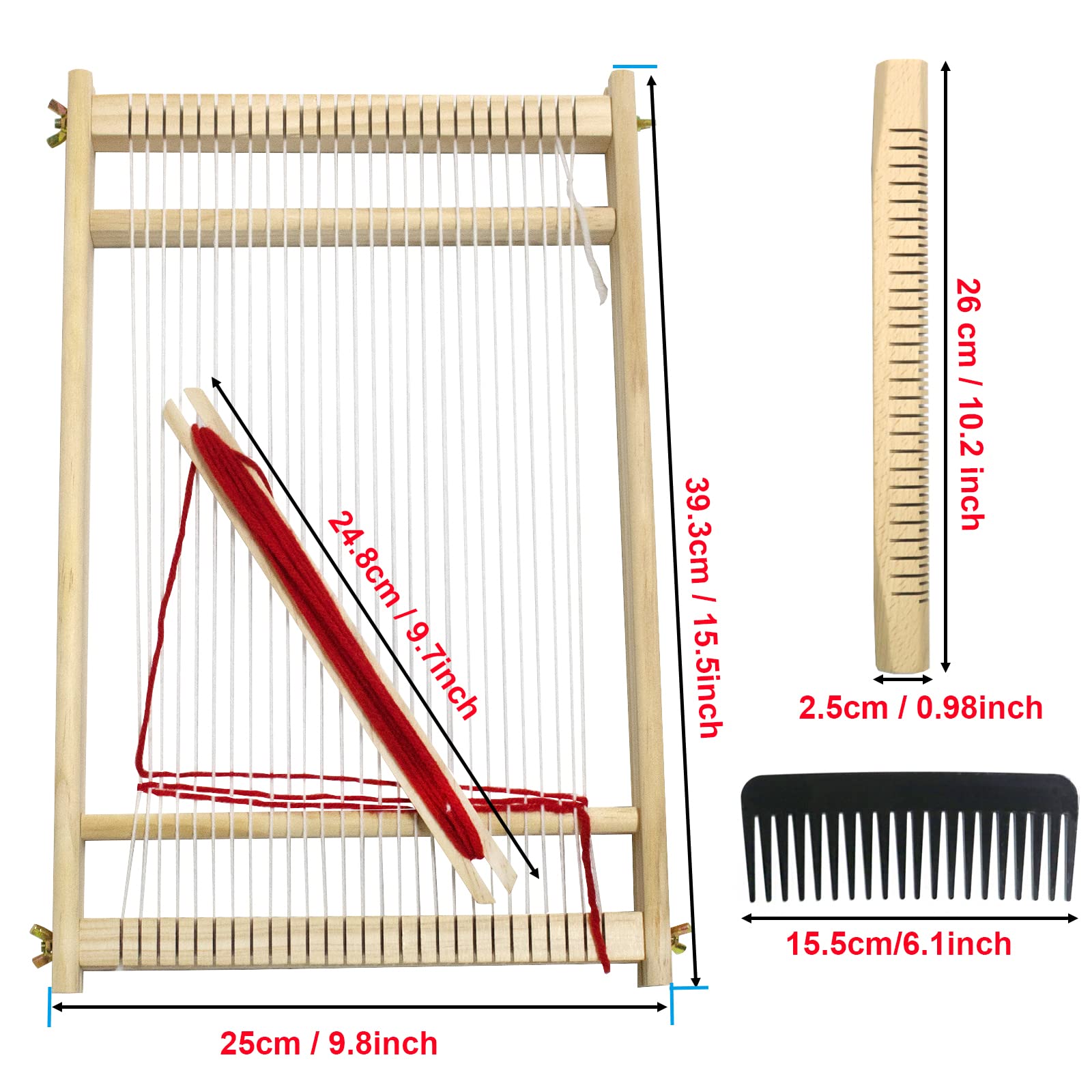 Weaving Loom Kit,Wooden Multi-Craft Weaving Loom Tapestry Loom Large Frame 9.85x 15.5inch,DIY Hand-Knitting Weaving Machinewith Loom Stick Bar for Kids, Adult and Beginners Handcraft Loom