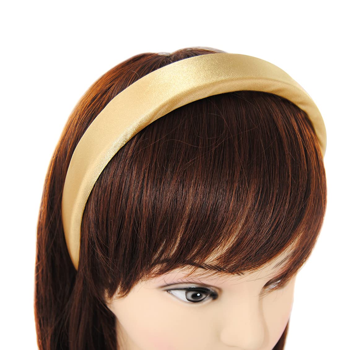 axy Headband with Fabric Padded Candy Colours and Satin Covered – Beautiful Women's Headband Hair Accessories Headband HRK7A (Gold)