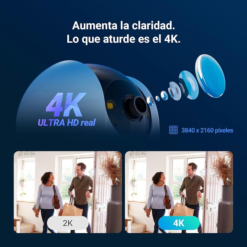 4K Cámara Vigilancia WiFi Interior 360°, Cámara IP Deteccion de Personas/Mascotas/Ruido, Seguimiento con Zoom Automático, Visión Nocturna en Color, Audio Bidireccional, Wi-Fi 2.4/5GHz, C6N G1