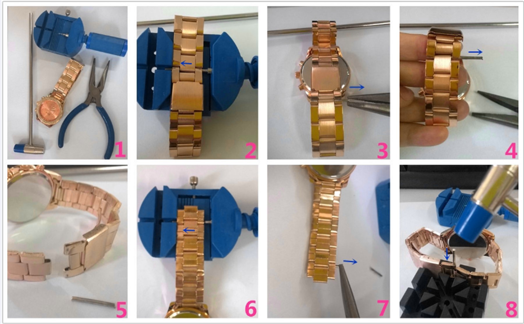 JSDDE Luxus Strass Femmes Montre-bracelet Acier Inoxydable Ajustable Faux Chronographe Quartz Analog Montre (Doré)