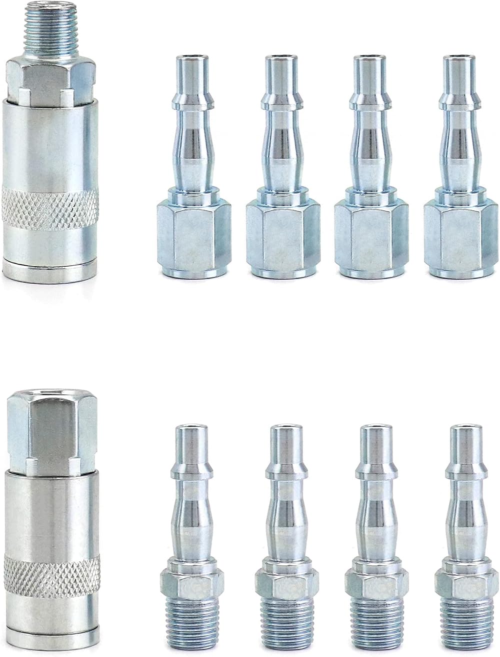 QWORK 10Pcs Air Line Connectors 1/4 BSP Quick Release Fittings