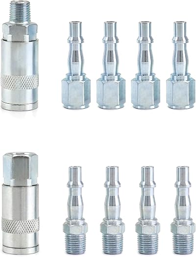 QWORK 10Pcs Air Line Connectors 1/4 BSP Quick Release Fittings