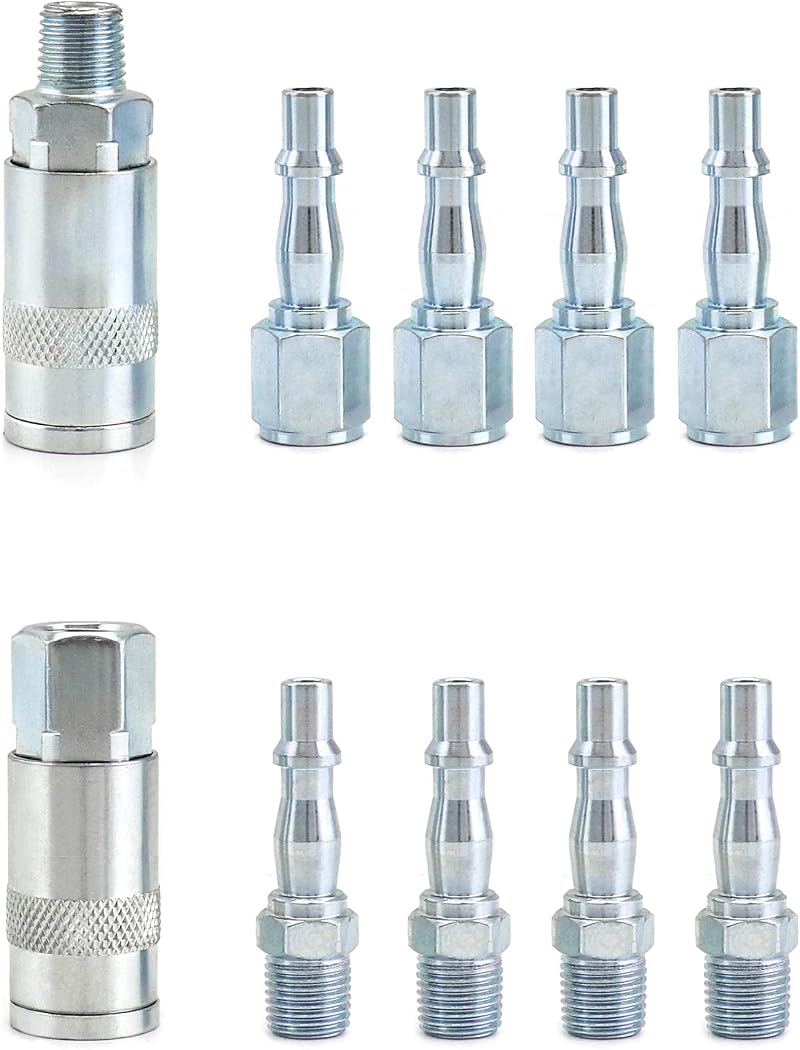 QWORK 10Pcs Air Line Connectors 1/4 BSP Quick Release Fittings
