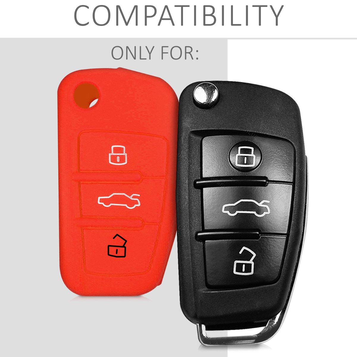 Silicone Protective Key Fob Cover for Audi 3 Button Flip Key kwmobile