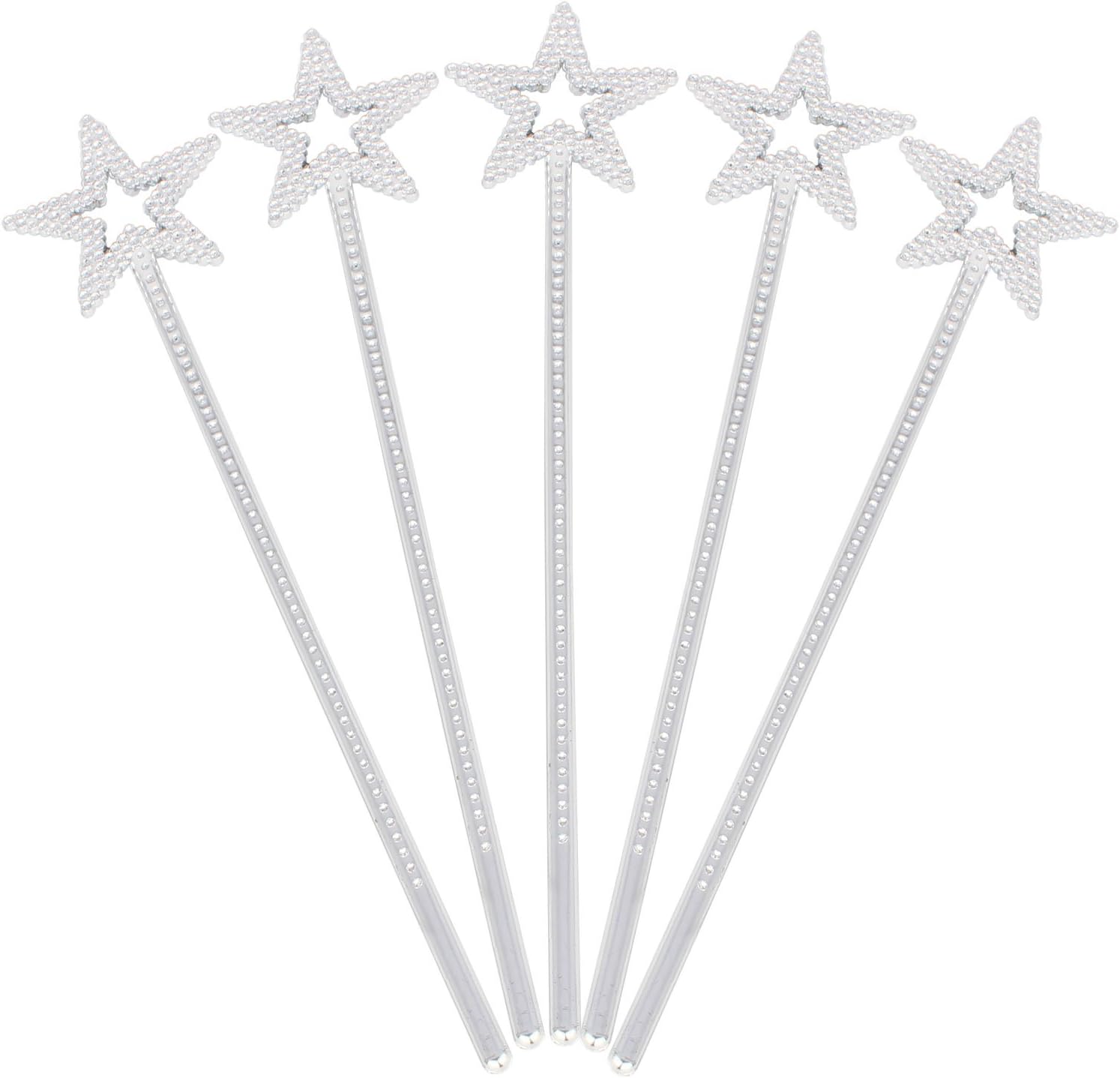 XiangGuanQianYing 13.4 Inch Princess Wands Princess Party Supplies Scepter and Star Princess Wand(Silver 5 Pack)