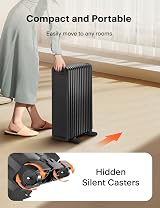 Pelonis Phoenix 13M Oil Filled Radiator 2500W Thermostat 13 Fins Black view 7