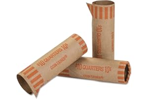 The Coin-Tainer Co. Preformed Coin Wrappers, Quarter, 1000 count (20025),Orange/Brown