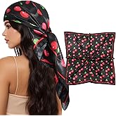 AWAYTR 35” Square Satin Head Scarf Hair Scarf for Women's Hair Silk Bandana for Women Silk Head Wrap for Sleeping
