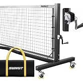 Pro Pickleball Net with Wheels, Hand Crank Tension System, 22ft Tournament IFP Regulation Size, Heavy Duty Frame, Anti-Sag, Locking Wheels, Perfect for Outdoor Court &amp; Indoor Gym
