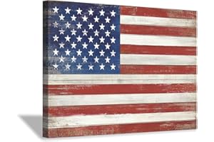 HARDY GALLERY American Flag Canvas Wall Art: USA Flag Picture Star & Stripe Painting Artwork for Living Room Office (36'' x 24'')