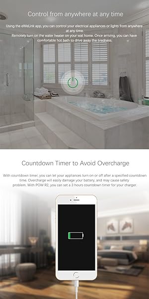 Aihasd Sonoff Pow R2 Smart Switch Monitor de Consumo de Energa WiFi Enchufe de Control Remoto Inalmbrico Funciona con Alexa y Google Home