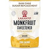 Lakanto Golden Monk Fruit Sweetener With Allulose, Raw Cane Sugar Substitute From Monk Fruit Extract, Raw Sugar Replacement f