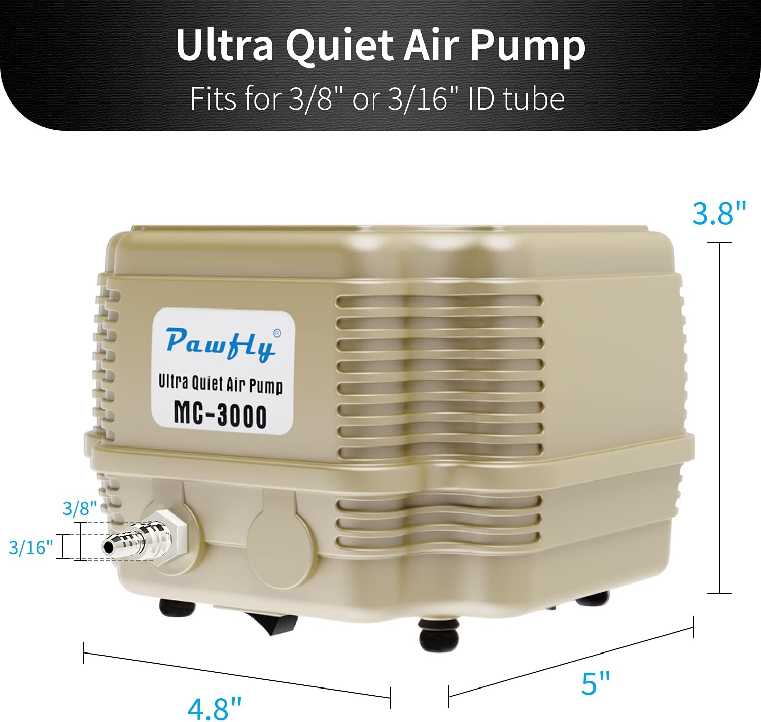 Pawfly 7 W 254 GPH Commercial Air Pump 4 Outlets Manifold Quiet Oxygen Aerator Pump for Aquarium Pond : Pet Supplies