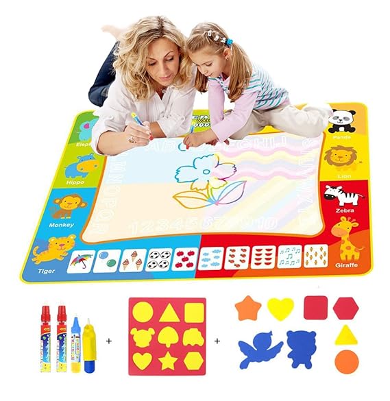 BENGO Aqua Malmatte Wasser XXL Color 120x90CM,Doodle Matte für Kinder Doodle Spiel 4 Doodle Zusatzstift mit Stempelset
