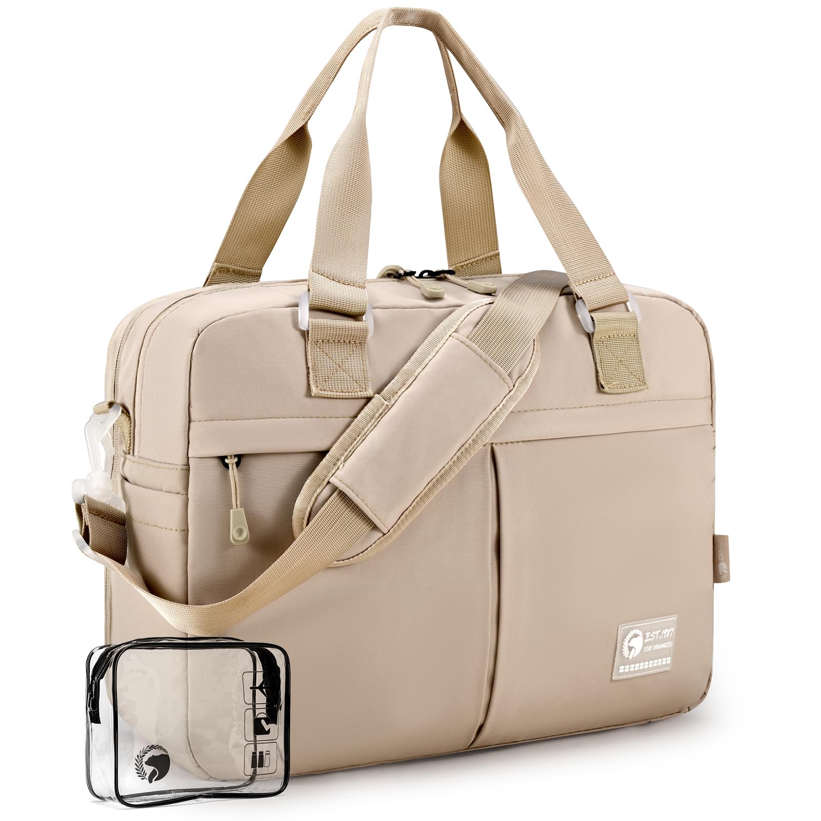 Photo 1 of BAGZY 40x30x15cm Personal Item Travel Bag Expandable 40x30x25cm Gym Bag Lightweight Duffle Bag Mens Weekender Bags for Women with Wet Pocket for Overnight Hospital Carry on Bags for Airplanes Camel
