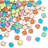 SUNNYCLUE 1 Box 100Pcs Assorted Heart Charms Enamel Charms Aesthetic Random Colorful Alloy Hearts Shaped Dangle Metal Valentines Pendants for Jewelry Making Bracelets Necklace DIY Craft Accessories