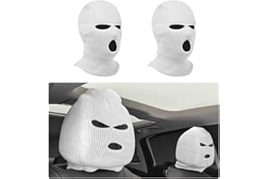 JUSTTOP 2 PCS Car Headrest Covers, Personalized Funny Full Face Mask Car Seat Headrest Cover, Ski Mask Front Seat Decoration 
