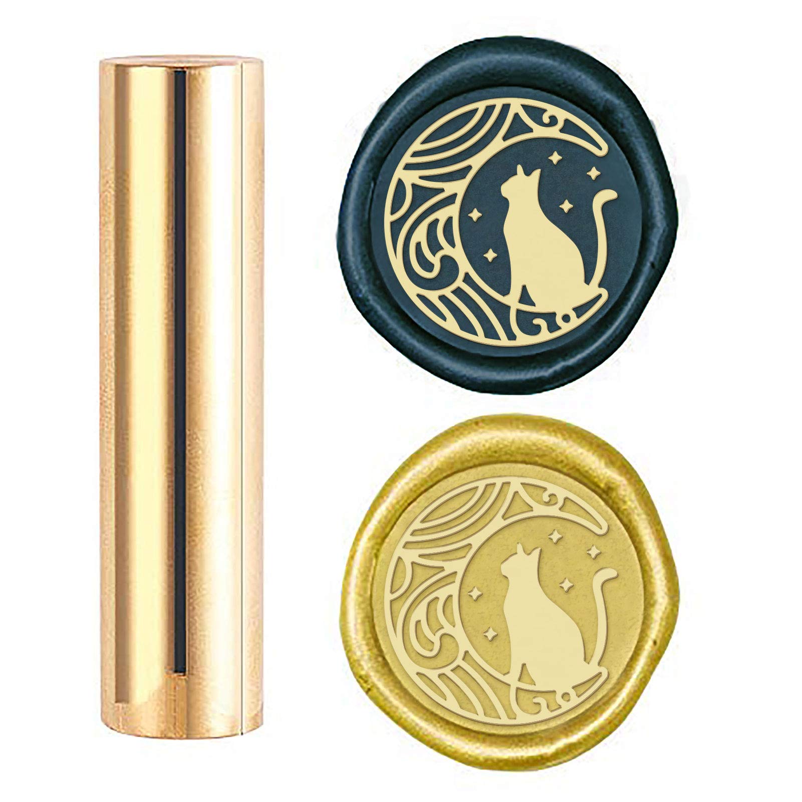 CRASPIRE Wax Seal Stamp Moon and Cat, Sealing Wax Stamps Animal Mini Brass Stamp Gun Wax Seal 15mm for Envelope Invitation Wedding Embellishment Bottle Decoration Gift Card
