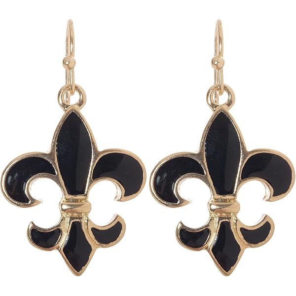 New Orleans Saints Women's Fleur De Lis Gold Rhinestone Dangle Earrings