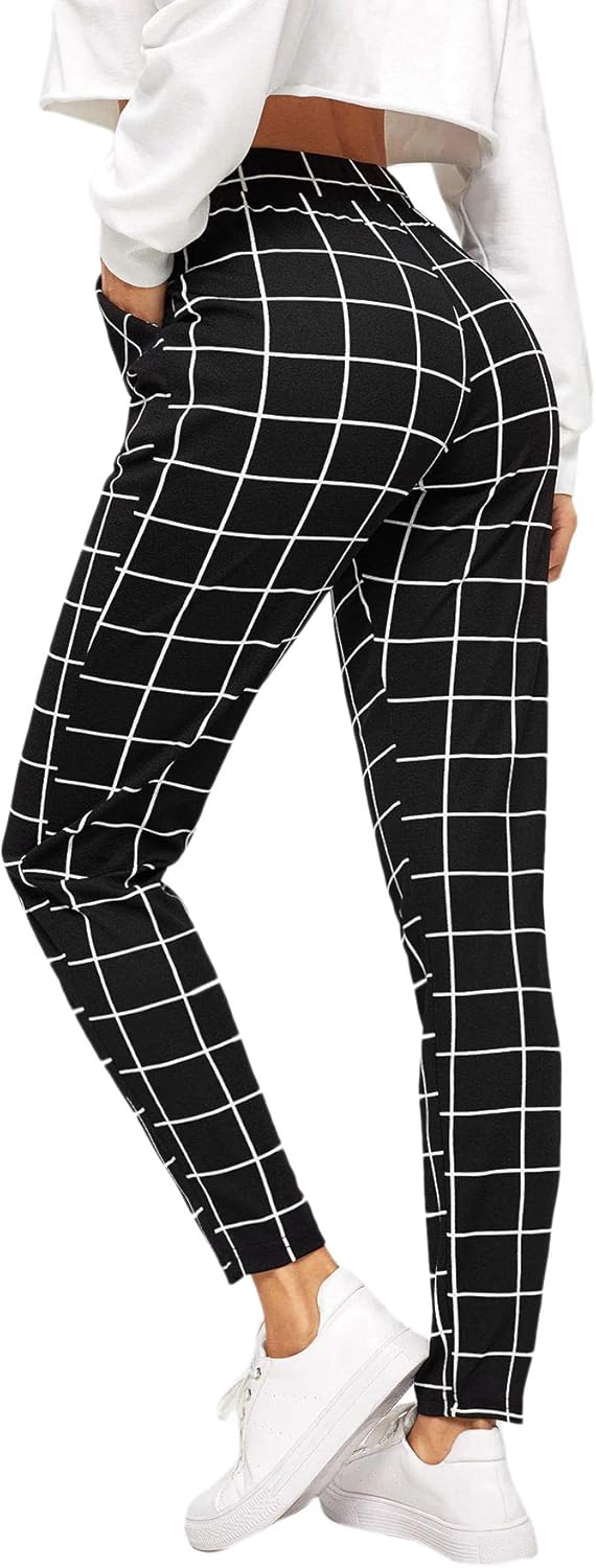 SweatyRocks Women's Casual High Waist Skinny Leggings Stretchy Work Pants at  Women’s Clothing store