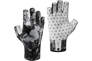 BASSDASH 3/4 Finger UPF 50+ Sun Gloves Breathable Anti-Slip Silicone Palm for Men Women Fishing Fingerless Cycling Running