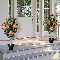 3FT Artificial Camellia Tree, 2 Pack Fake Camellia