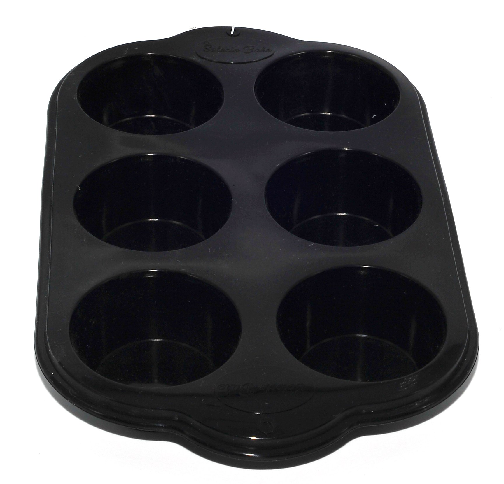 Selecto Bake 6 Cup Silicone Bun, Muffin Tray Non Stick Tin Baking Pudding Mold, 6 Cup Muffin Pan Non Stick Cupcake Baking Mould Silicone (Black)