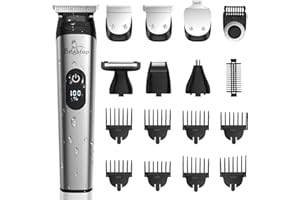 Brightup Beard Trimmer for Men, 2000mAh Rechargeable Electric Razor, 4 Hrs Cordless Hair Clippers Trimmers Set, Waterproof Me