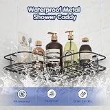 IMURZ Corner Shower Caddy 3 Pack Adhesive No Drilling Black Bathroom Shelves view 3