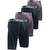 Comfneat Men's 9" Long Boxer Briefs Sports Performance Breathable Underwear 4-Pack