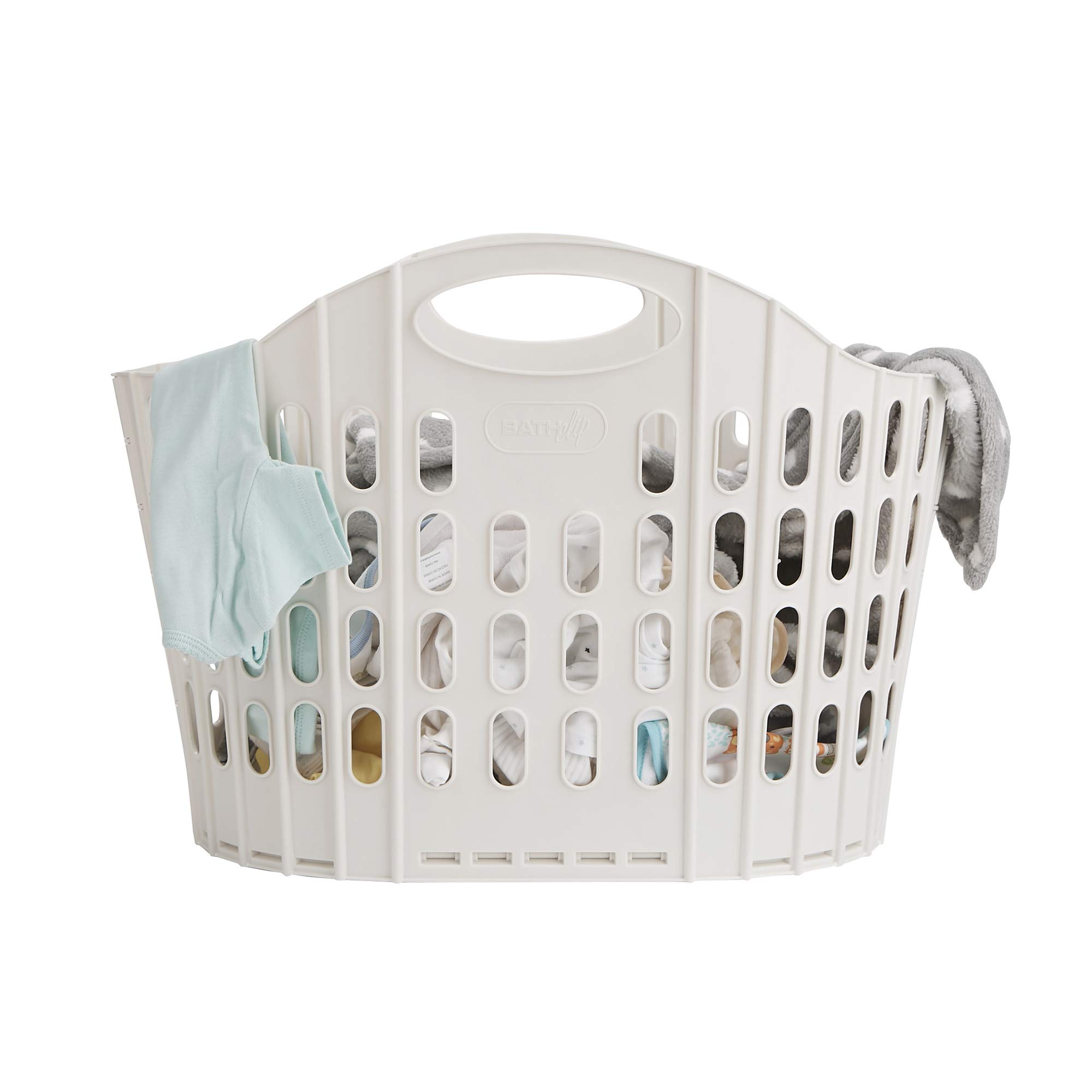 Mind Reader Folding, Collapsible Laundry, Foldable Storage, Bathroom, Bedroom, Home, Ivory 38 Liter Basket