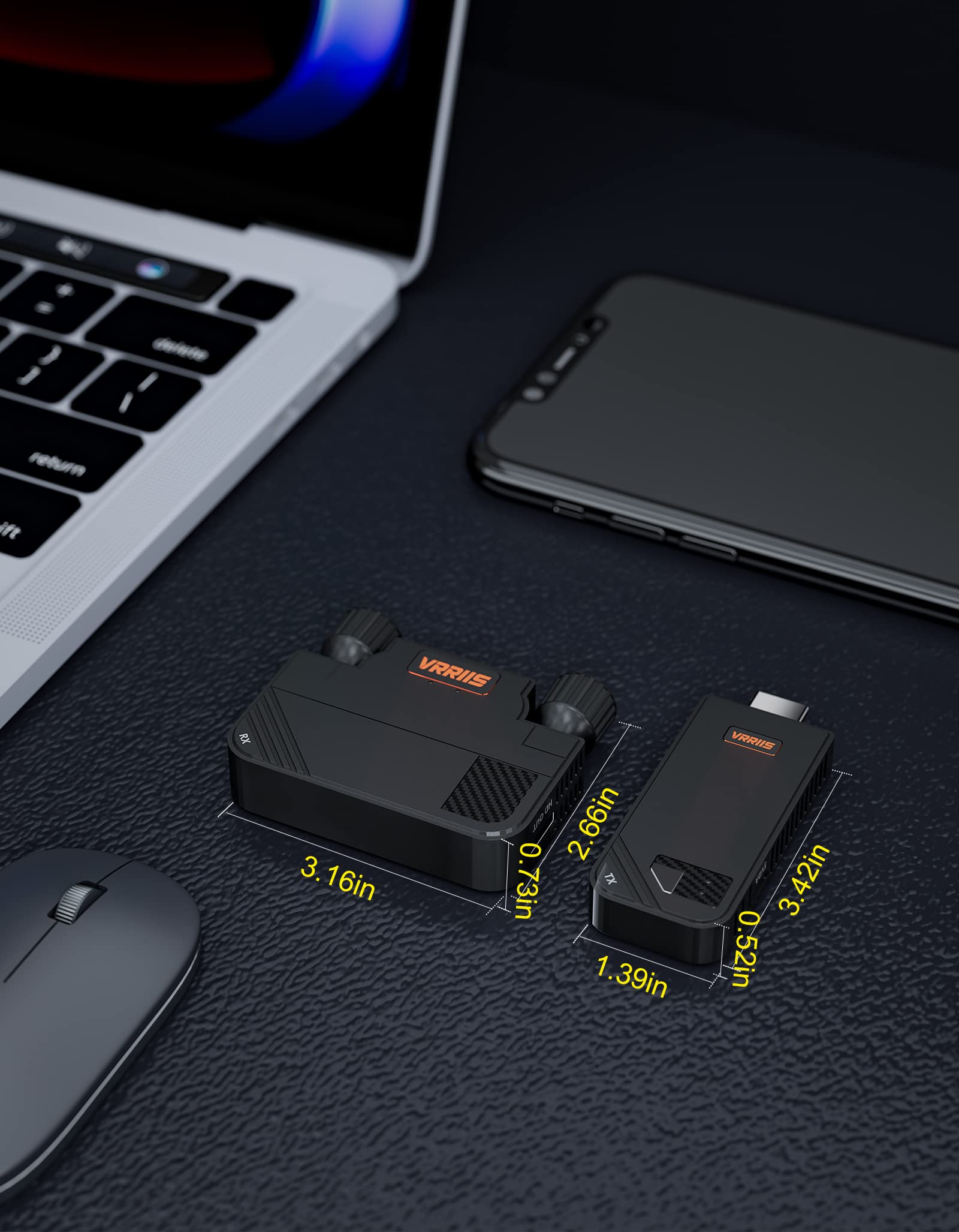 Vrriis Wireless HDMI Transmitter and Receiver,Plug&Play,Pocket 1080P HD Wireless Video Transmitter and Receiver,330FT Range from Laptop,PC,Phone Casting to Monitor/TV for Meetings,Education & Lecture