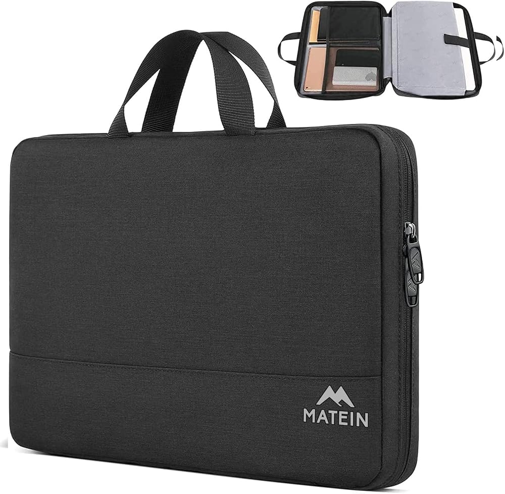 MATEIN 17 Inch Laptop Bag TSA Friendly Water-Resistant Sleeve with Pockets Black