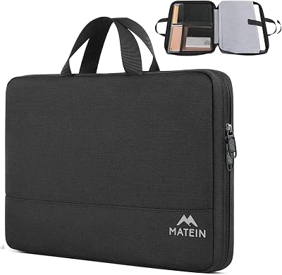 MATEIN 17 Inch Laptop Bag TSA Friendly Water-Resistant Sleeve with Pockets Black
