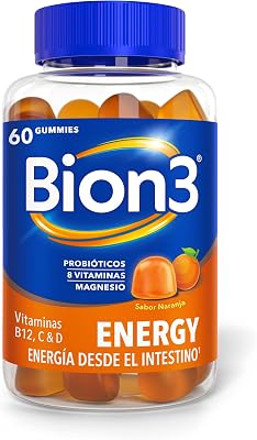 Gummies Energy para la Reducción de la Fatiga¹ con Vitamina C y Magnesio, Vitaminas B12, B1, B2, B3, B6, B7, D y Probióticos, 60 gummies