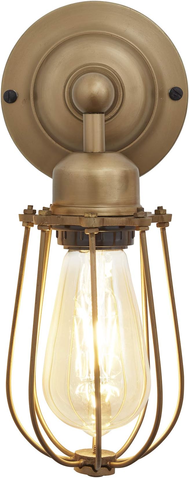 Industville Orlando Wire Cage 4 Inch Wall Light Fixture Brass