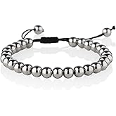 namana Bead Bracelets for Men with Metal Beads on an Adjustable Black Cord, Adjustable Stainless Steel Bracelets for Men, Jewelry for Men with a Gift Box
