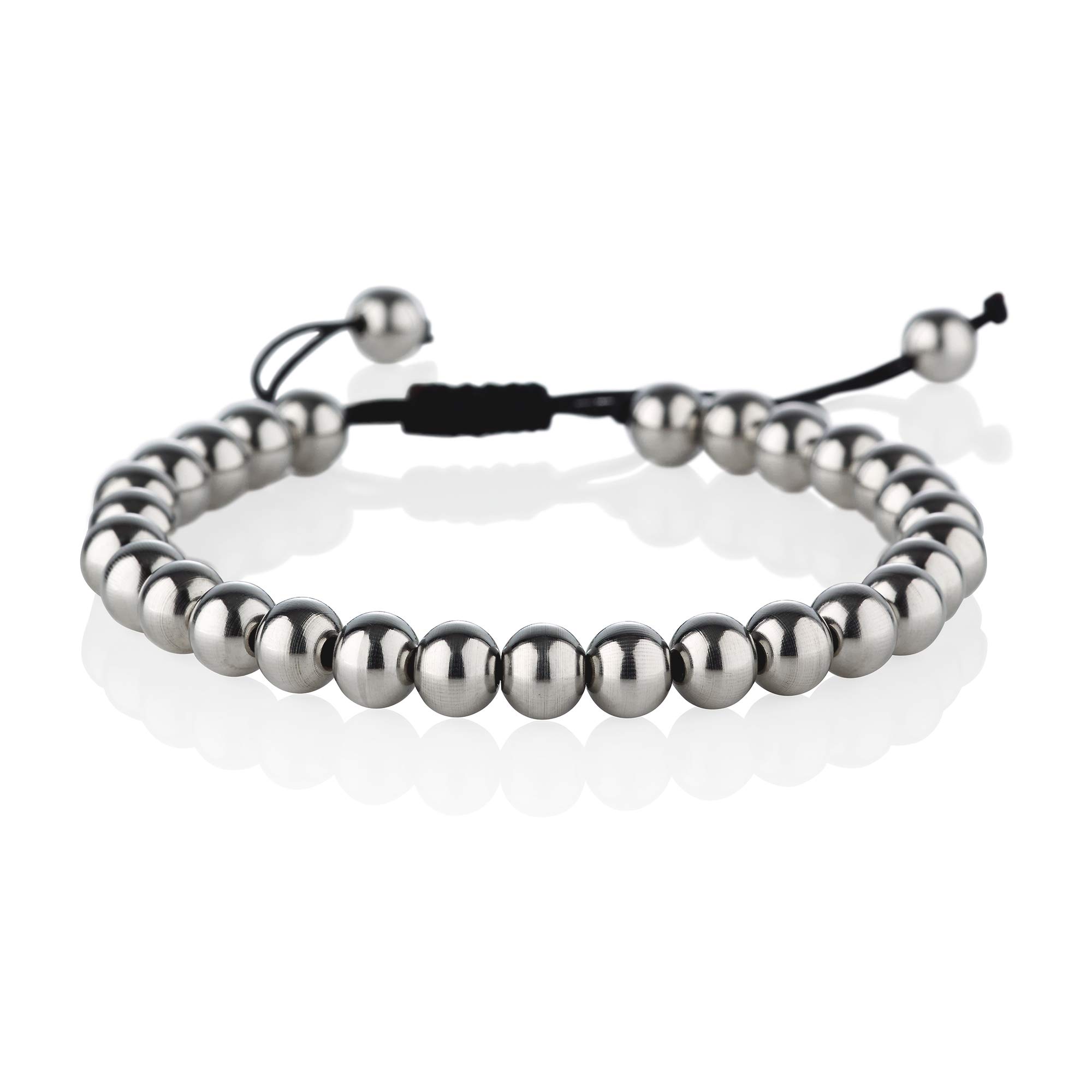 namana Bead Bracelets for Men with Metal Beads on an Adjustable Black Cord. Stylish Men Bracelets in Stainless Steel with Gift Box