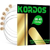 Nylon Guitar Strings for Classical Guitar Acoustic Tie End Light, 28-43 | Vacuum-sealed long-lasting, 85/15 bronze coated, light gauge, normal tension, loop ends, plastic guitar string 6 string set