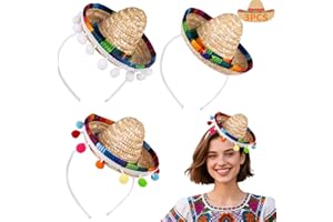Muswarm Cinco De Mayo Sombrero, Fiesta Headband Mini Hats with Headwear, Mexican Theme Party Costume Decorations