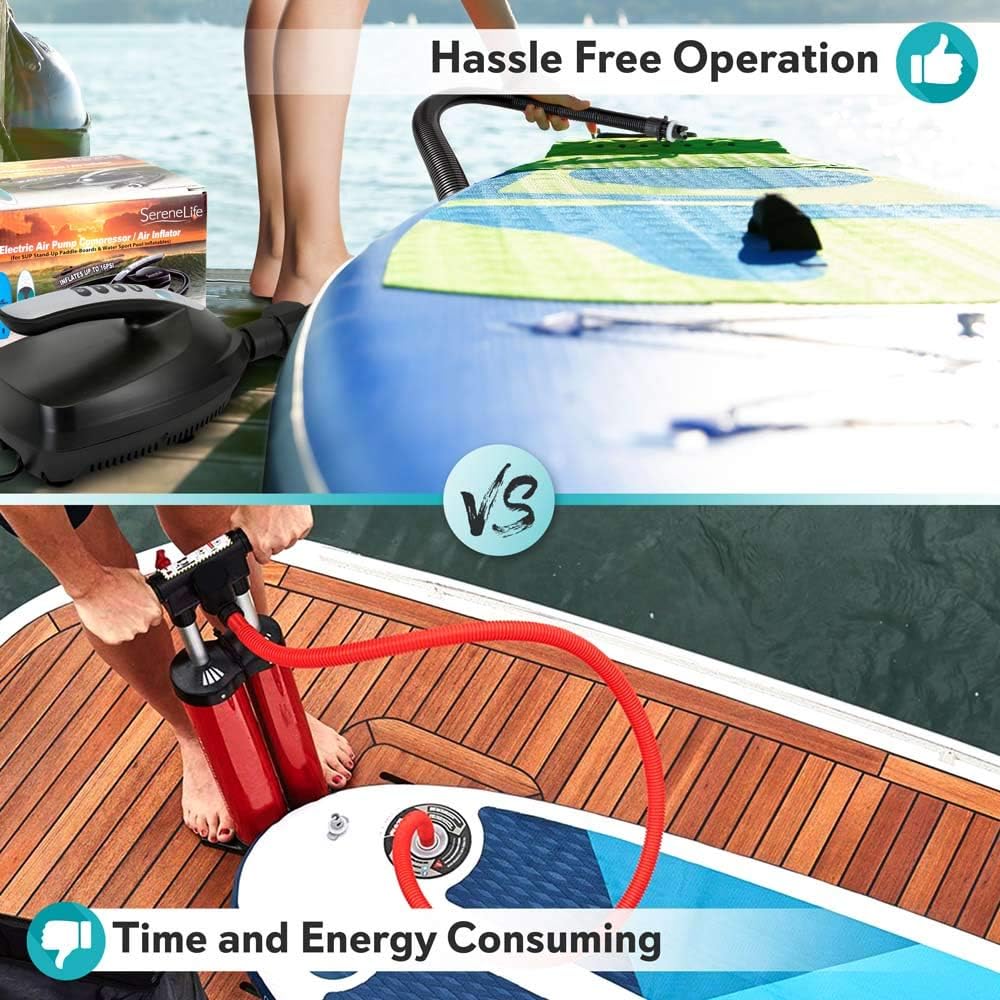 Digital Electric Air Pump Compressor - 110W 12 Volt Quick Air Inflator w/LCD, 0-16 Adjustable PSI - For Water Sport Inflatable SUP Stand Up Paddle Board - SereneLife SLPUMP20: Home Improvement